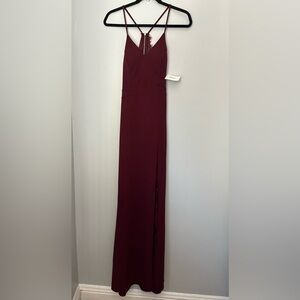 David's Bridal Strapless Wine Dress